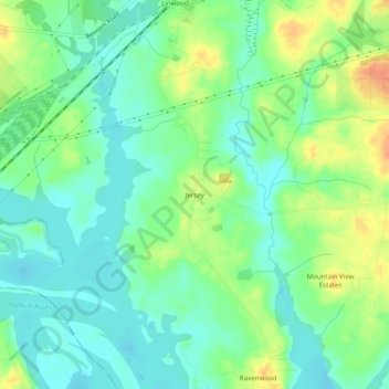 Mappa topografica Jersey, altitudine, rilievo