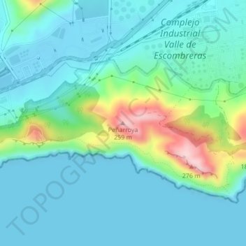 Mappa topografica Peñarroya, altitudine, rilievo