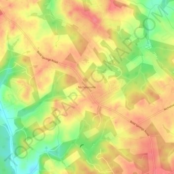 Mappa topografica Nicholasville, altitudine, rilievo