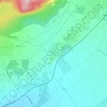 Mappa topografica Castello di Aviano, altitudine, rilievo