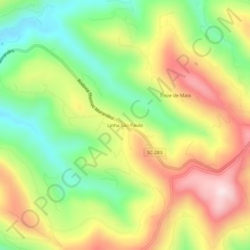 Mappa topografica Linha São Paulo, altitudine, rilievo