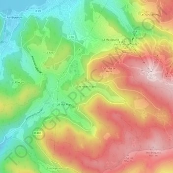 Mappa topografica Les Hauts Rupts, altitudine, rilievo