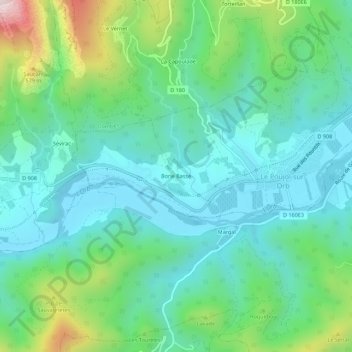 Mappa topografica Borie Basse, altitudine, rilievo