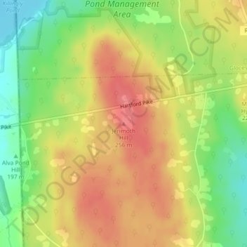 Mappa topografica Jerimoth Hill, altitudine, rilievo