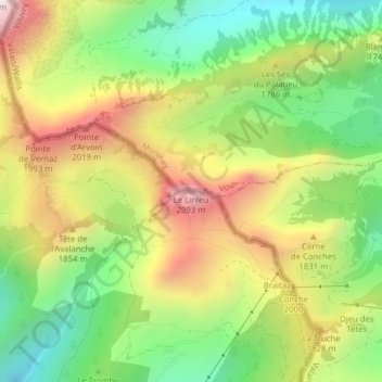 Mappa topografica Le Linleu, altitudine, rilievo