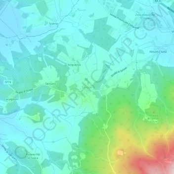 Mappa topografica Strove, altitudine, rilievo