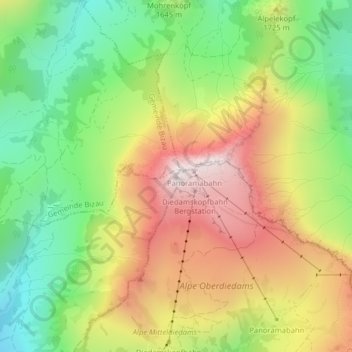 Mappa topografica Diedamskopf, altitudine, rilievo