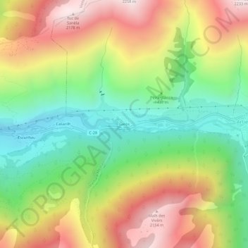 Mappa topografica Garòs, altitudine, rilievo