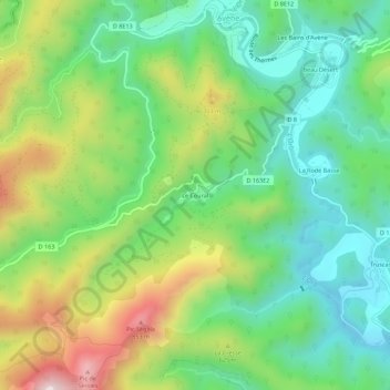 Mappa topografica Le Coural, altitudine, rilievo