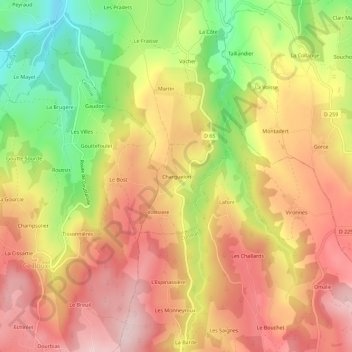 Mappa topografica Charguelon, altitudine, rilievo