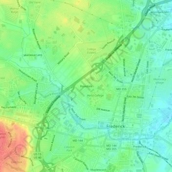 Mappa topografica Rosedale, altitudine, rilievo