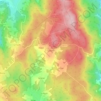 Mappa topografica La Garde, altitudine, rilievo