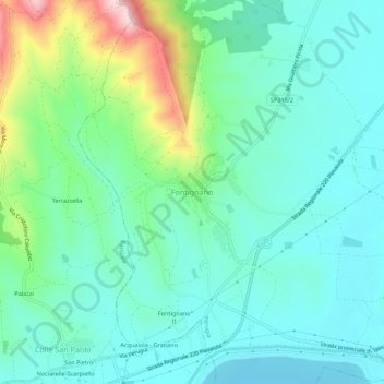 Mappa topografica Fontignano, altitudine, rilievo