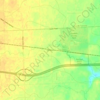 Mappa topografica Goodells, altitudine, rilievo