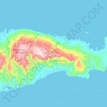 Mappa topografica Pulau Taliabu, altitudine, rilievo