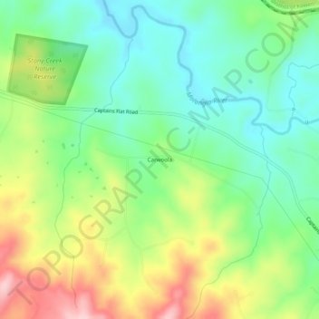 Mappa topografica Carwoola, altitudine, rilievo