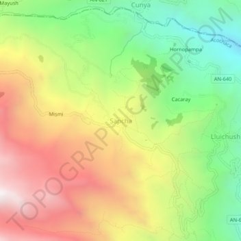 Mappa topografica Sapcha, altitudine, rilievo