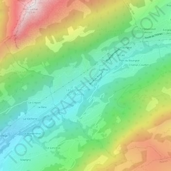 Mappa topografica Carrouge, altitudine, rilievo