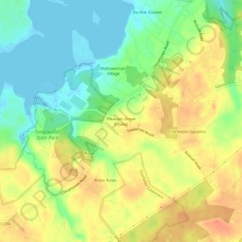 Mappa topografica Pleasant Grove Estates, altitudine, rilievo