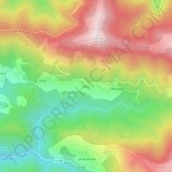 Mappa topografica Jacoy, altitudine, rilievo
