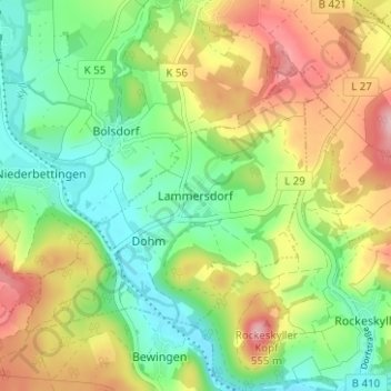 Mappa topografica Lammersdorf, altitudine, rilievo