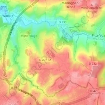 Mappa topografica Olincthun, altitudine, rilievo
