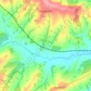 Mappa topografica Barehurst, altitudine, rilievo