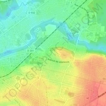 Mappa topografica Nahuques, altitudine, rilievo