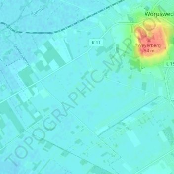Mappa topografica Nordwede, altitudine, rilievo