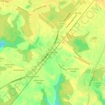 Mappa topografica White Plains, altitudine, rilievo