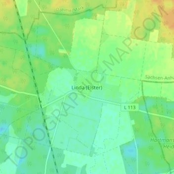 Mappa topografica Linda (Elster), altitudine, rilievo