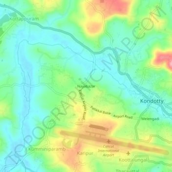 Mappa topografica Nayabazar, altitudine, rilievo