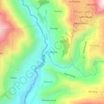Mappa topografica Rio Blanco, altitudine, rilievo