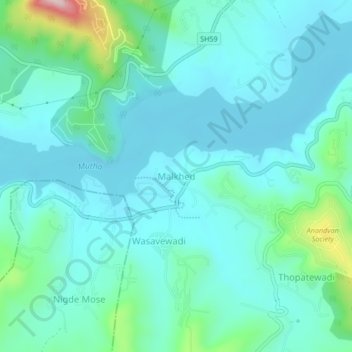 Mappa topografica Malkhed, altitudine, rilievo