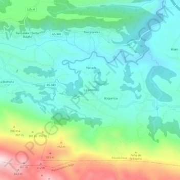 Mappa topografica La Cotera, altitudine, rilievo