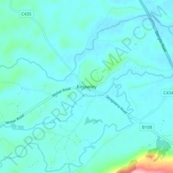 Mappa topografica Kinawley, altitudine, rilievo
