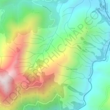 Mappa topografica Valle Del Cauca, altitudine, rilievo