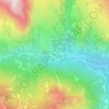 Mappa topografica Villaro, altitudine, rilievo