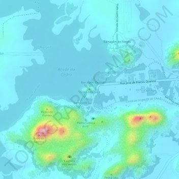 Mappa topografica Pedra Faladeira, altitudine, rilievo