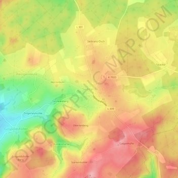 Mappa topografica Seibranz, altitudine, rilievo