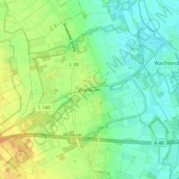 Mappa topografica Wankum, altitudine, rilievo