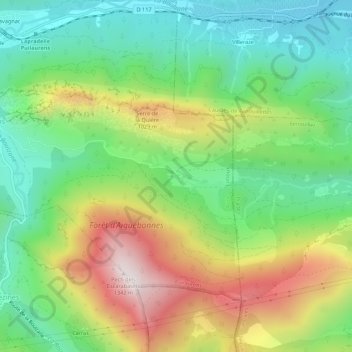 Mappa topografica Aiguebonnes, altitudine, rilievo