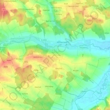 Mappa topografica Lichtenhaag, altitudine, rilievo