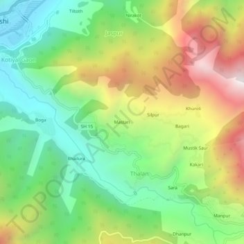 Mappa topografica Mastari, altitudine, rilievo