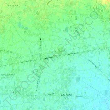 Mappa topografica Lunata, altitudine, rilievo