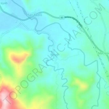 Mappa topografica Milad, altitudine, rilievo