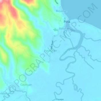 Mappa topografica Panikihan, altitudine, rilievo