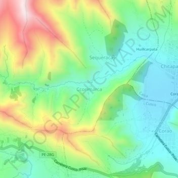 Mappa topografica Ccorimarca, altitudine, rilievo