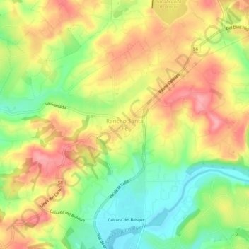 Mappa topografica Rancho Santa Fe, altitudine, rilievo