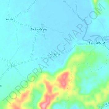 Mappa topografica Del Pilar, altitudine, rilievo